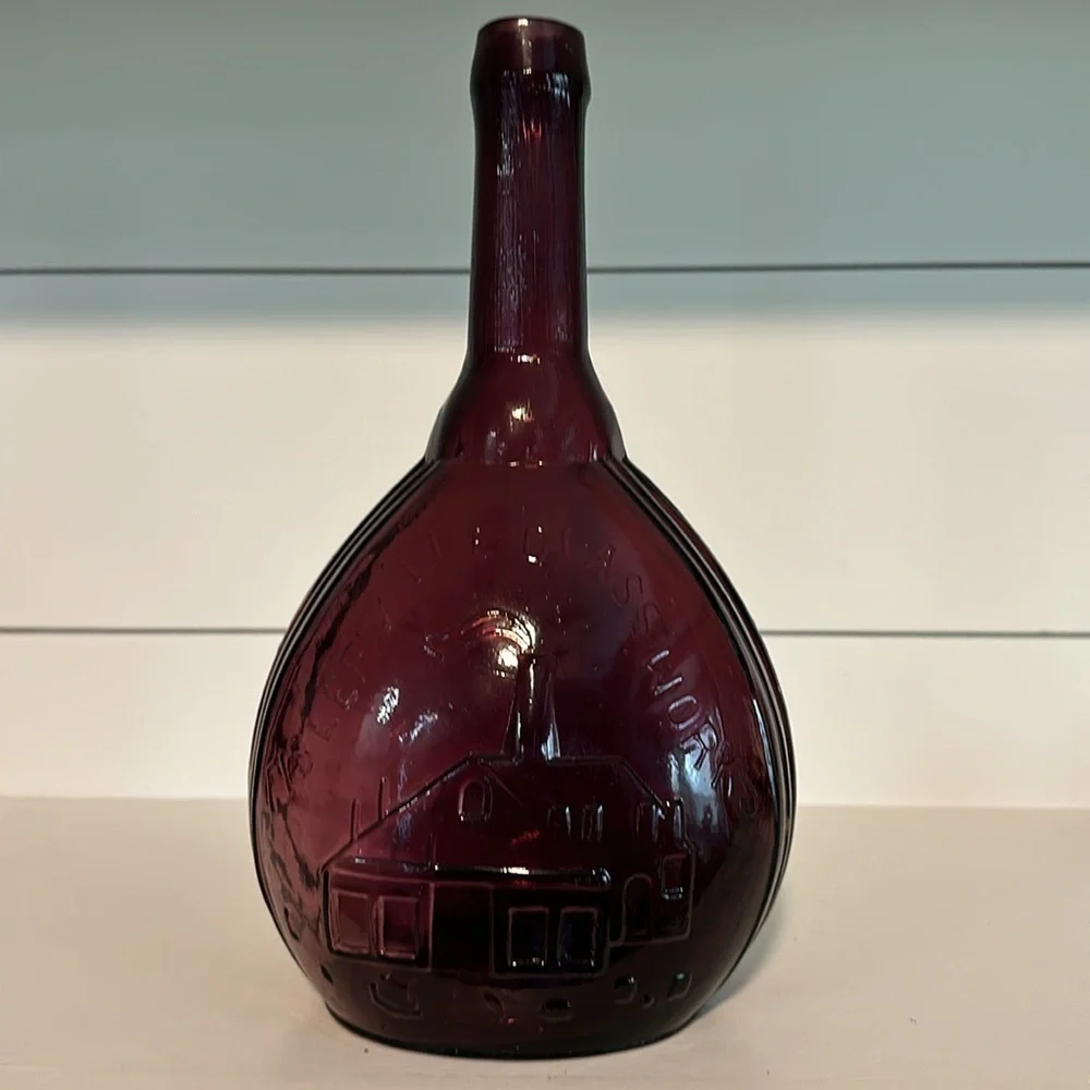 Vintage Jenny Lind 9” Amethyst Bottle Empire Glass Works Purple Glass